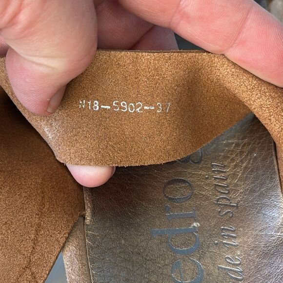 Pedro Garcia Lacey Bronze Metallic Textured Leather Platform Sandals Sz 37/US 7 - Picture 6 of 10